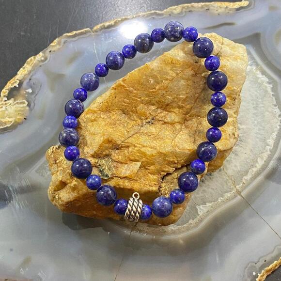 Carolyn Pollack Sterling 1 Strand Sodalite Bead Stretch Bracelet For Women - Picture 3 of 10